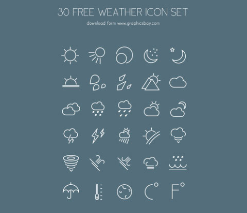 30 Free PSD Weather Icons