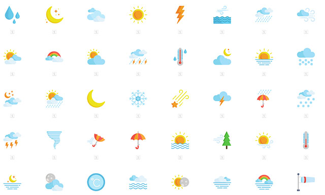 Flat Weather 50 Icons