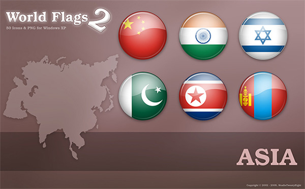 World Flags Icons of Asia