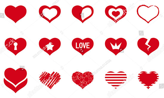 Vector Set of Red Hearts