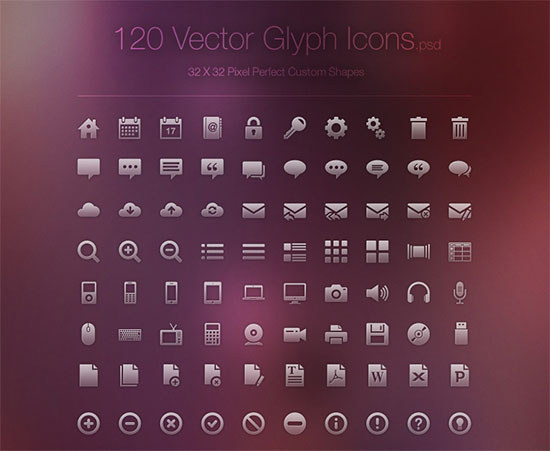 120 Vector Glyph Icons