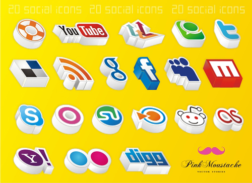 20 Amazing 3D social icons