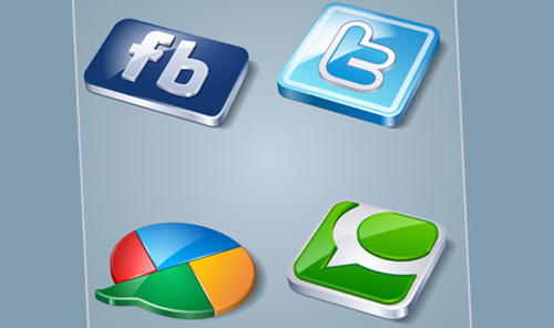 3D Sosyal medya ikonları