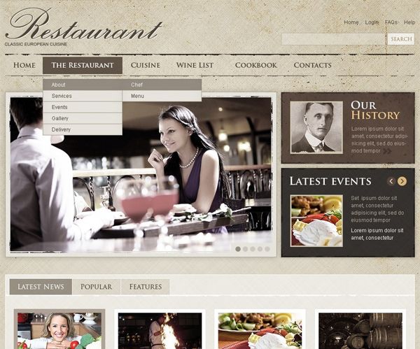 Шаблон сайта для ресторана или кафе 