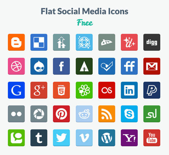 Free Flat Social PNG & PSD Icons