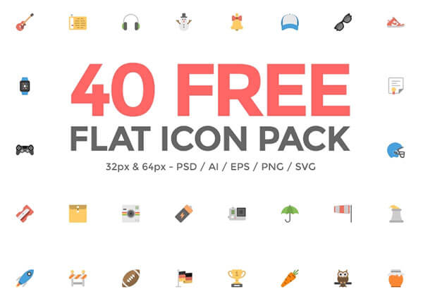 40 Flat Icon Pack by Paul Flavius Nechita