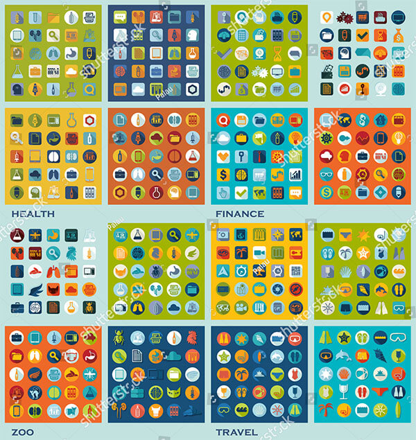 Set of Different Flat Icons
