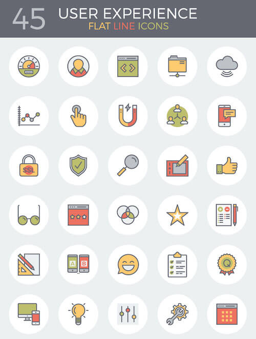 83 Flat Line UX And E-Commerce Icons For Free