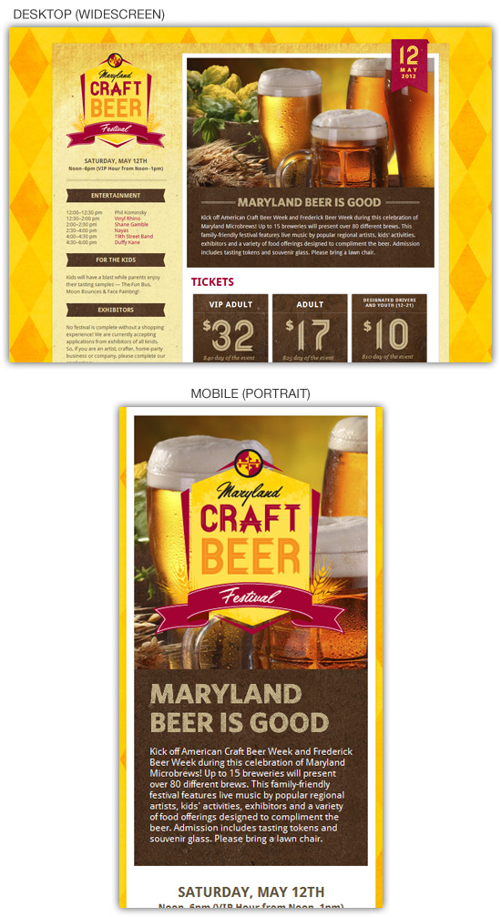 Адаптивный дизайн: Maryland Craft Beer Festival