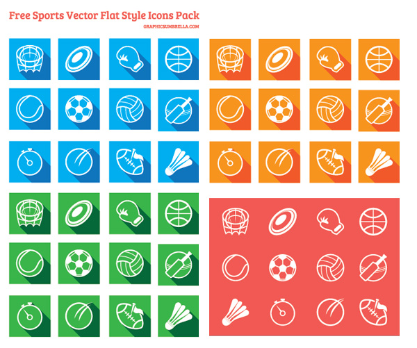 Free Vector Sports Icons Pack Flat Style 