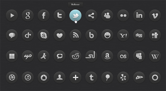 Dark Social Icons Set