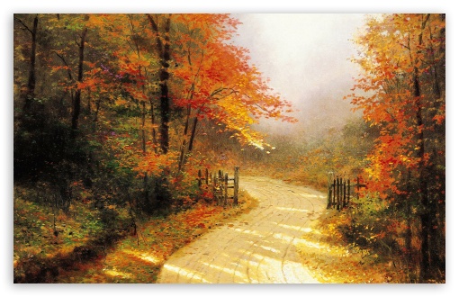Autumn Lane By Thomas Kinkade
