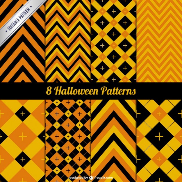 Abstract orange halloween pattern pack