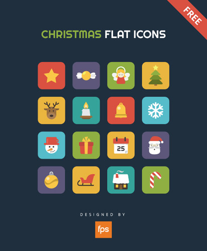Flat vector Christmas icons