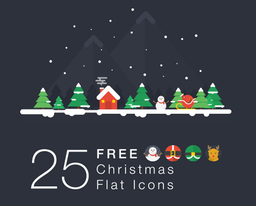 25 Christmas Flat Icons