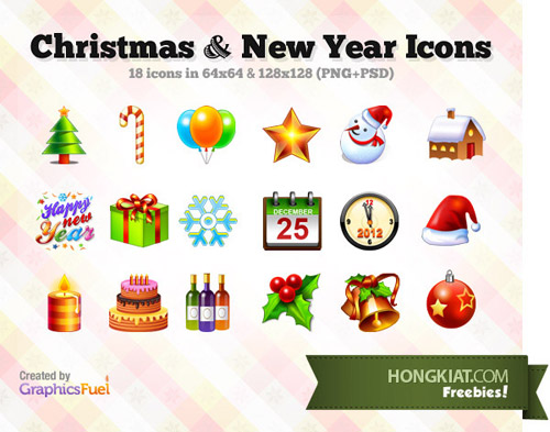 18 Christmas New Year Icons
