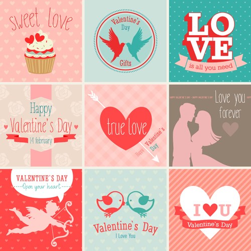 Valentine card vector set