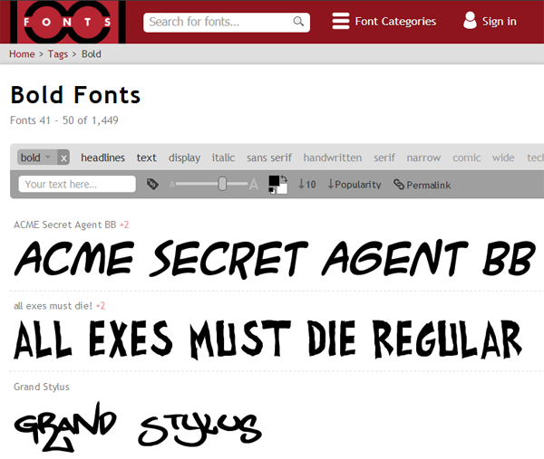 1001 Fonts - категория Bold Fonts
