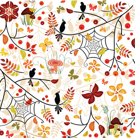 Autumn Floral Pattern Seamless Vector Background