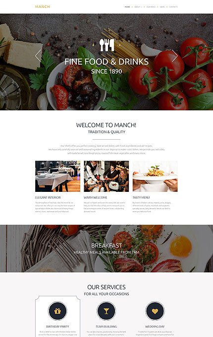 HTML шаблон сайта ресторана
