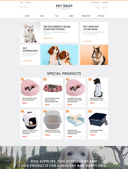 OpenCart макет магазина для животных