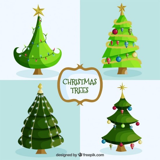 Рисованные рождественские елки
