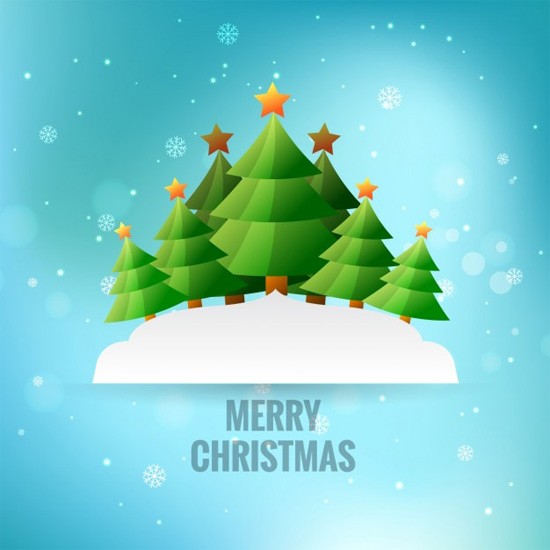 Поздравительная открытка с елками к рождеству