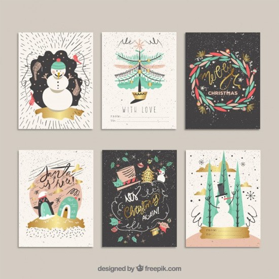 Рисованные рождественские открытки