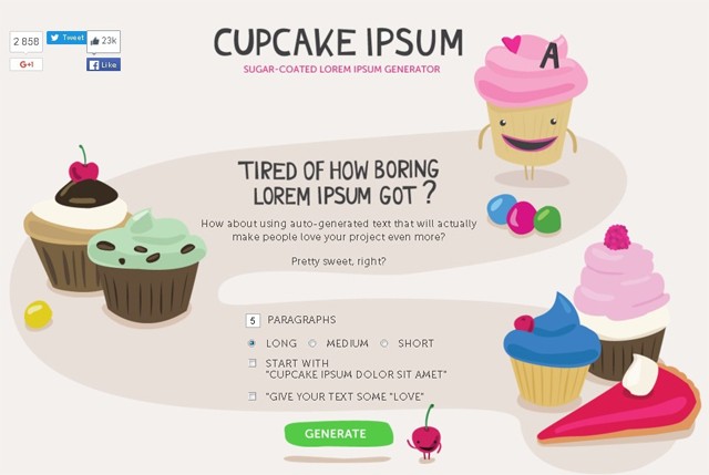 Сервис Cupcake Ipsum