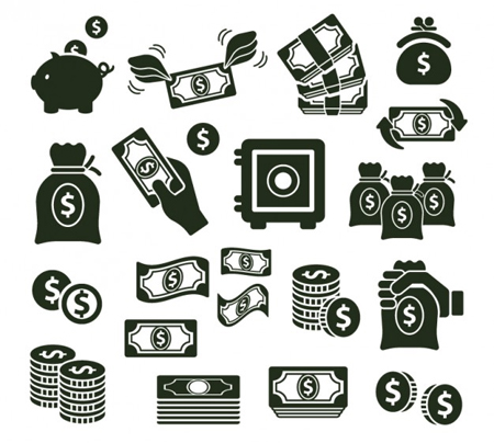 Variety of money icons