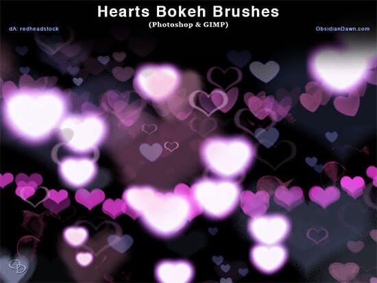 Heart Bokeh Photoshop and GIMP Brushes