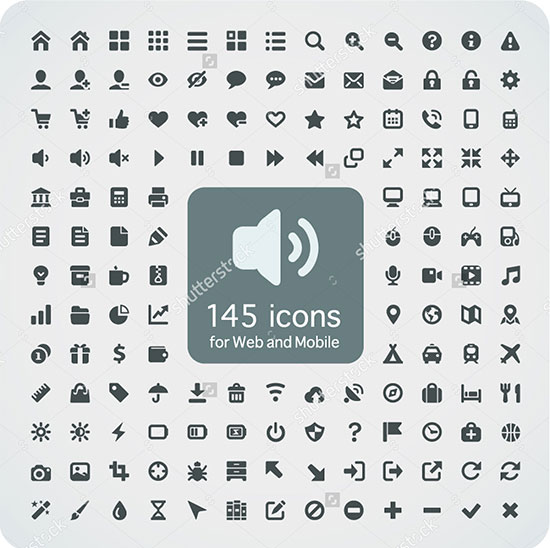 145 Quality Icons for Web/Mobile