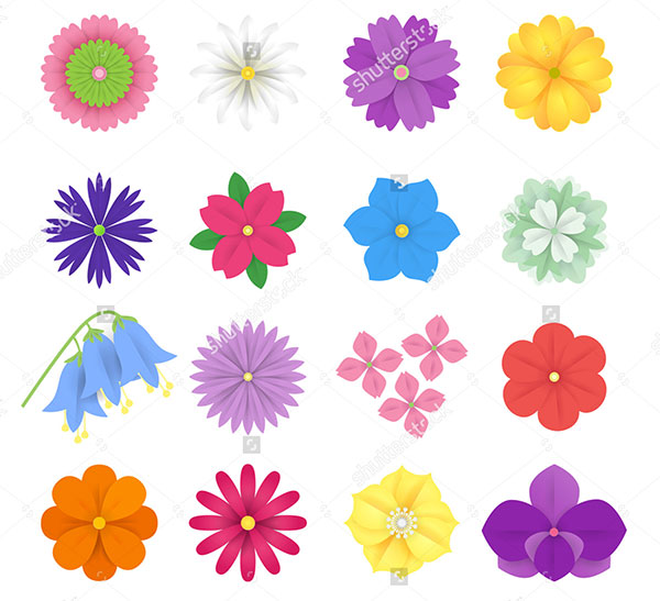 Colorful Paper Flowers Illustration