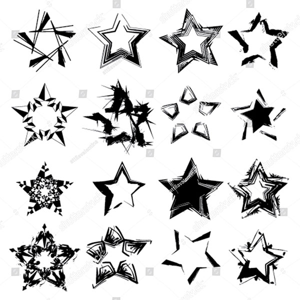 Abstract Ink Grunge Vector Stars Set