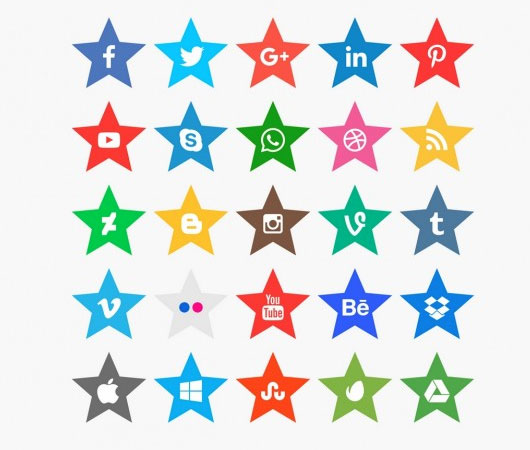 Social Media Icons Collection in Star Shape