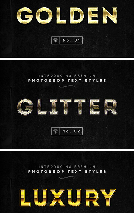 3 Photoshop Gold Text Styles