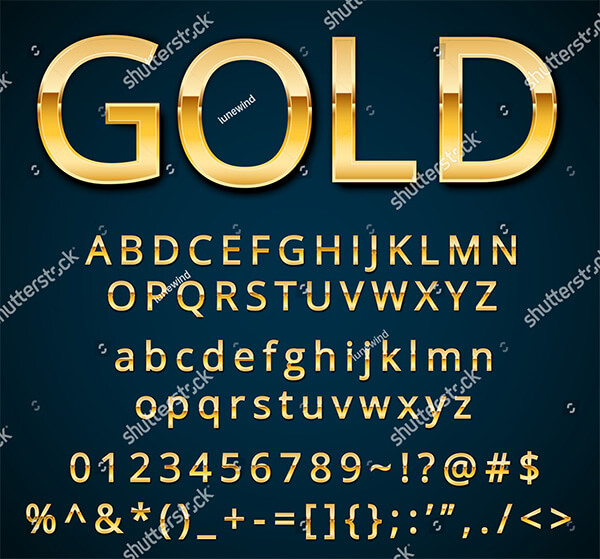 Gold Letters and Symbols