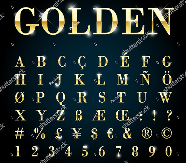 Vector Gold Font With Currency