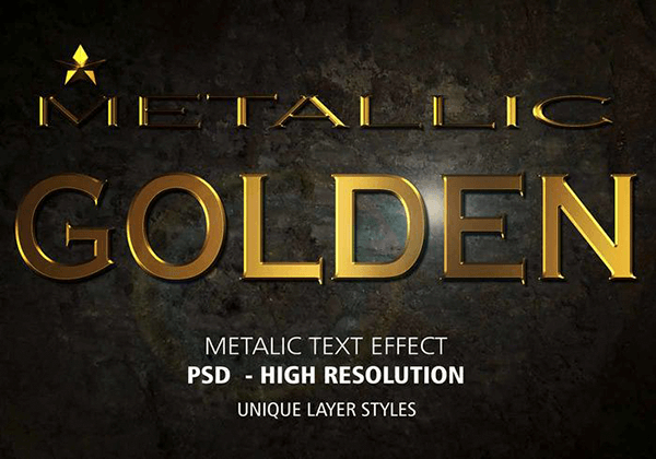 Golden Metallic Text Effect PSD Vol.4