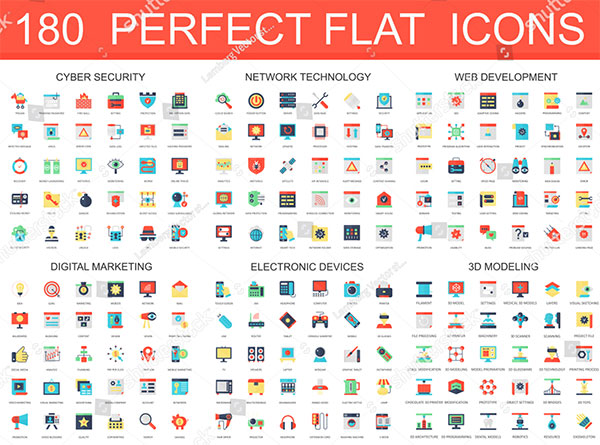 180 Modern Flat Iconset