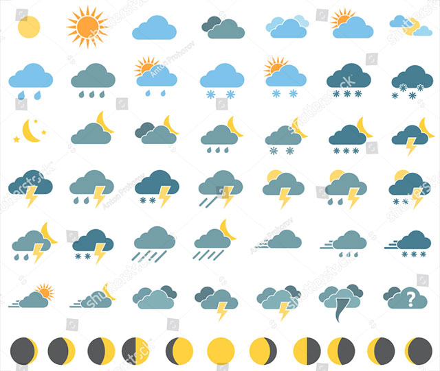 Icons For Weather Forecast + Moon Phases