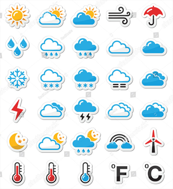 Vector Weather Iconset As Labels 
