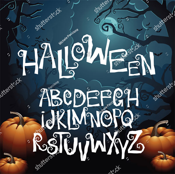 Halloween Hand drawn Creepy Font Alphabet