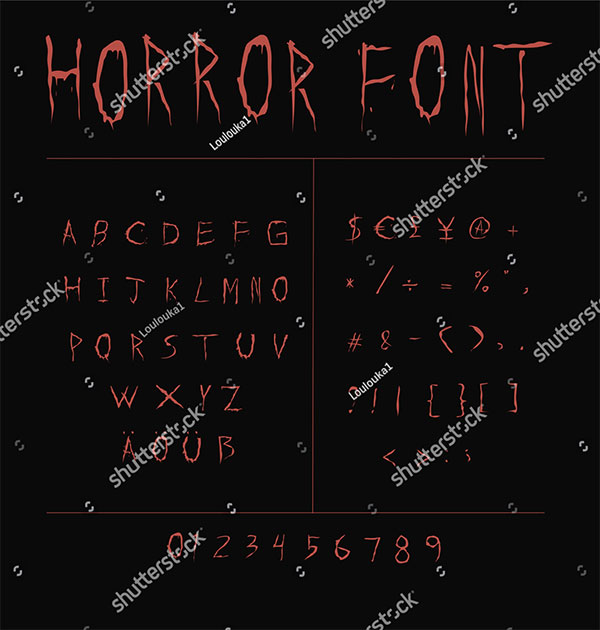 Red Creepy Horror Font on Black