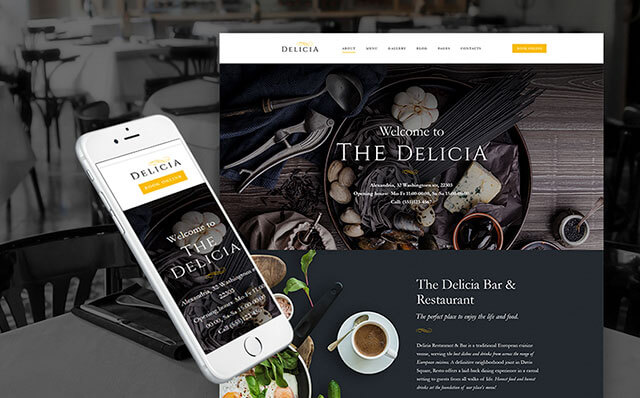 WordPress шаблон Delicia для сайта ресторана
