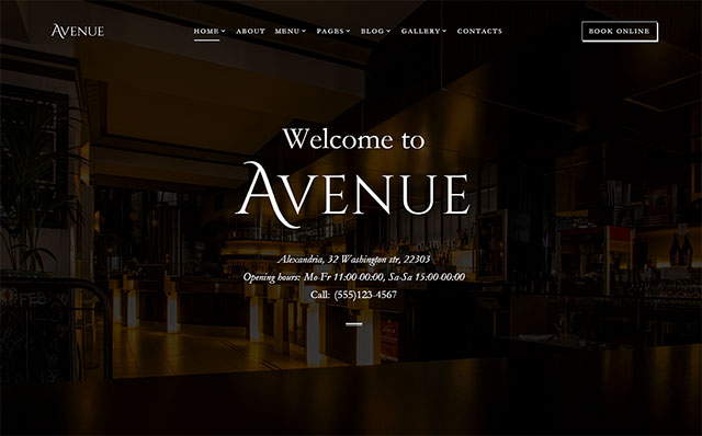 HTML шаблон Avenue - Restaurant Responsive Multipage HTML
