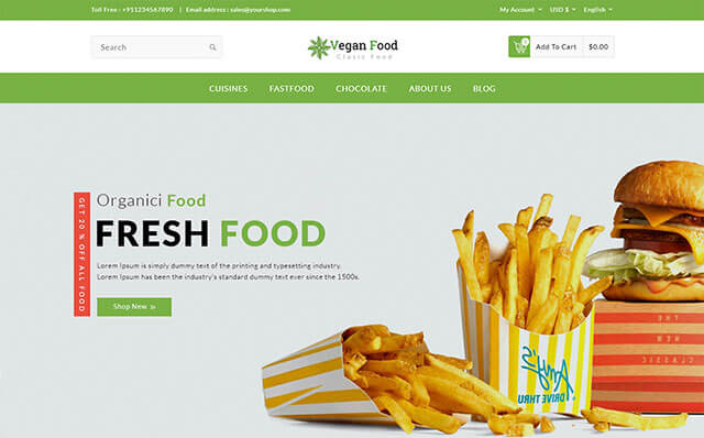 PrestaShop шаблон Vegan Food Store