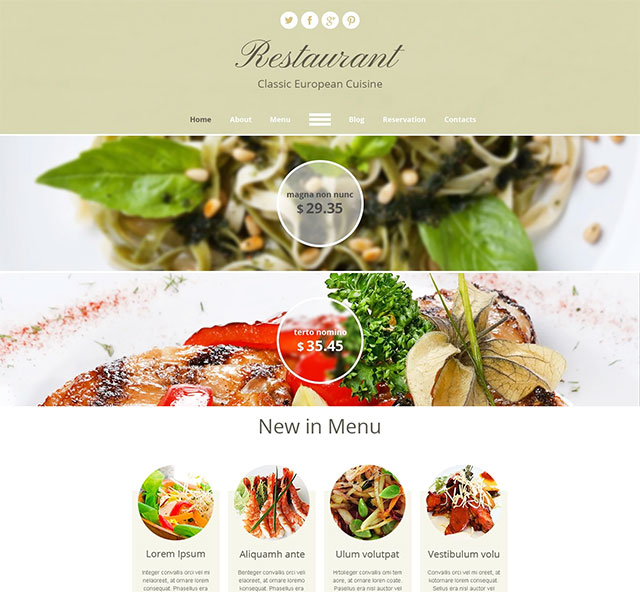 HTML5 Theme for Restaurant