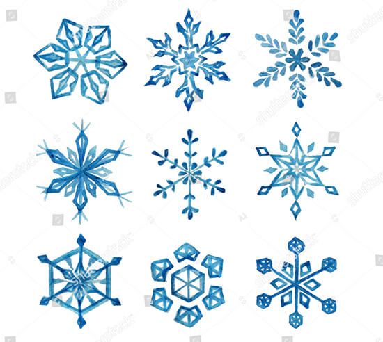 Watercolor Snowflakes Set