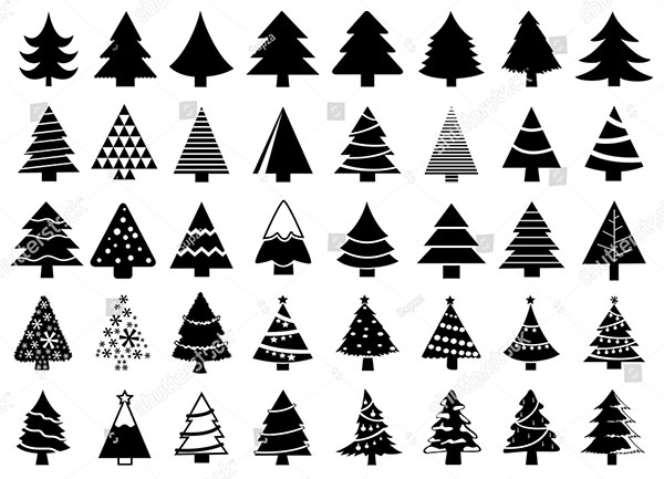 Set of Christmas Trees